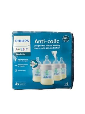 NEW Philips Avent Anti-Colic Baby Bottles 4oz 4 Pack AirFree Vent